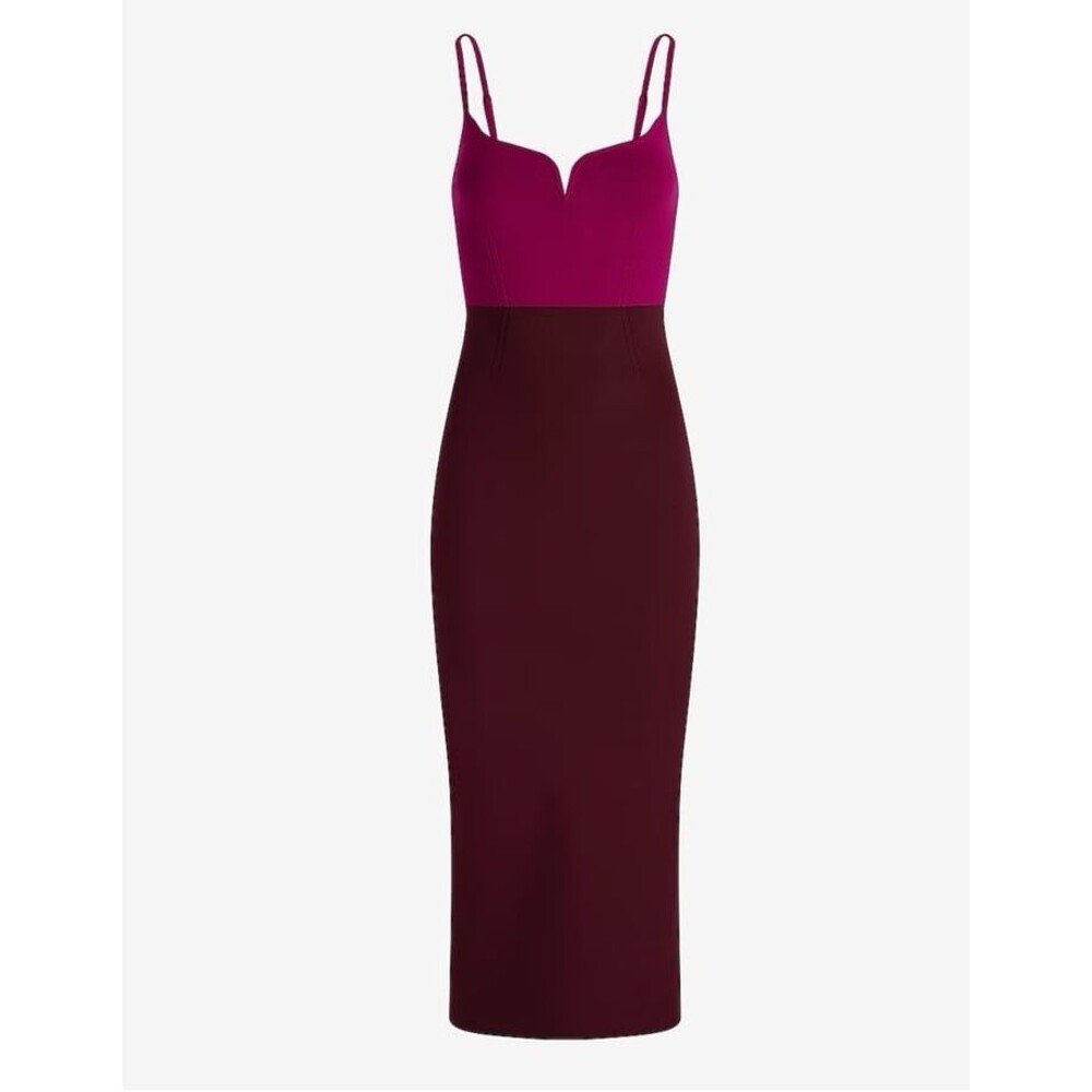 Express Body Contour Color Block V-Wire Sleeveless Midi Sweater Dress - Picture 4 of 4